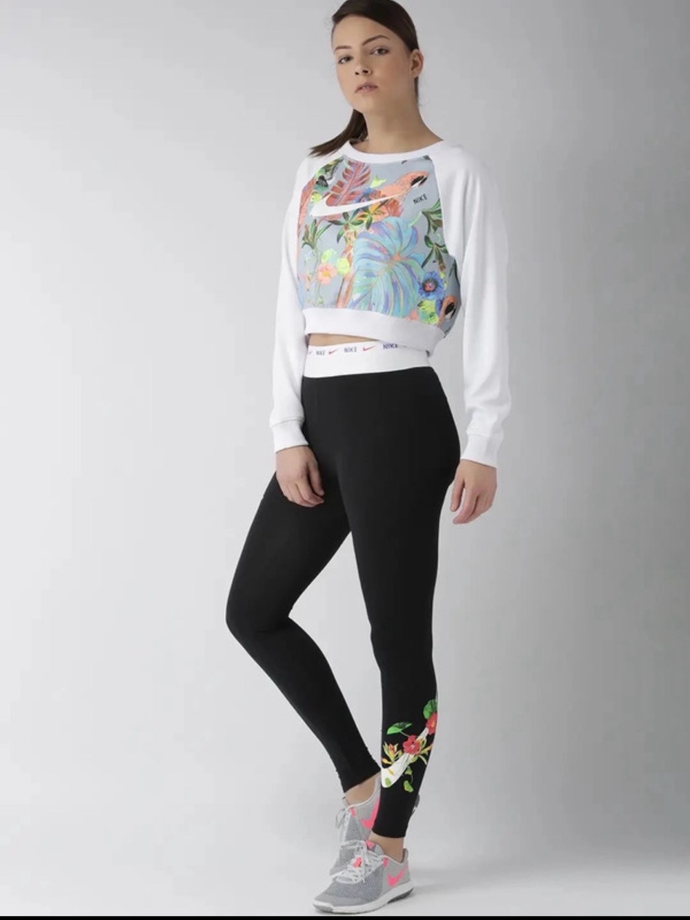 Nike Black Leggings with Floral Accent